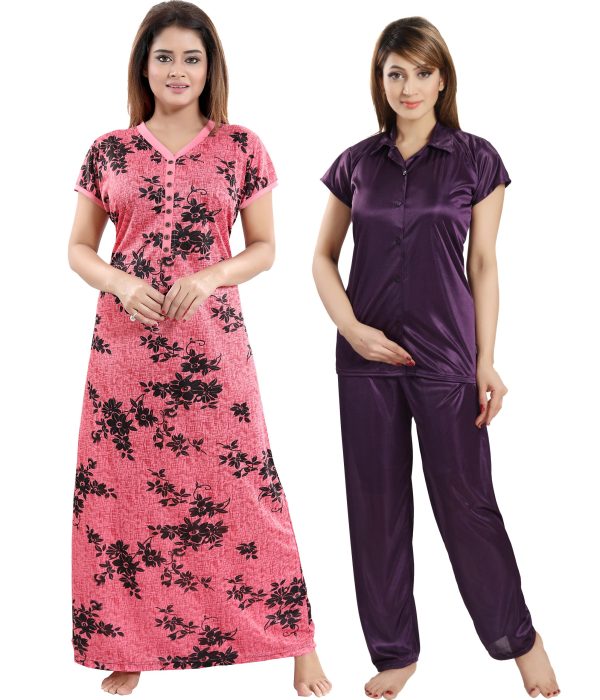 SHOPPING STATION Women Nighty Set (Multicolor)