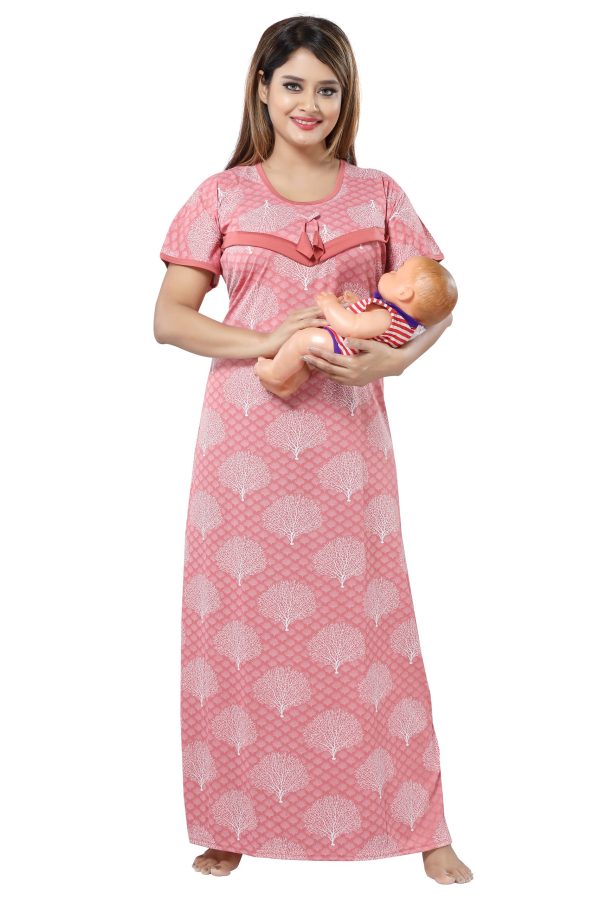 SHOPPING STATION Women Maternity/Nursing Nighty (Pink)