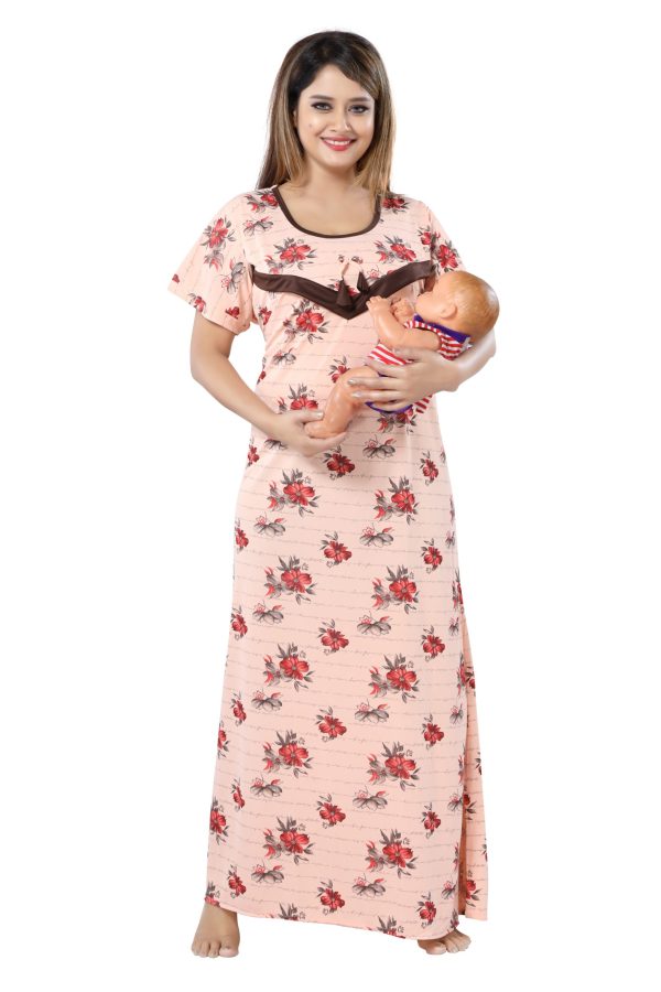 SHOPPING STATION Women Maternity/Nursing Nighty (Pink)