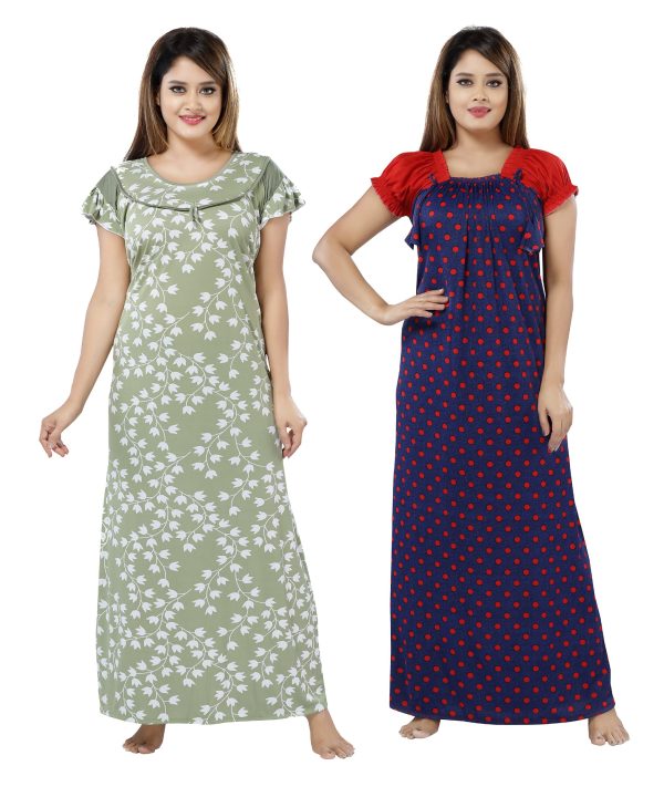 SHOPPING STATION Women Nighty Set (Multicolor)