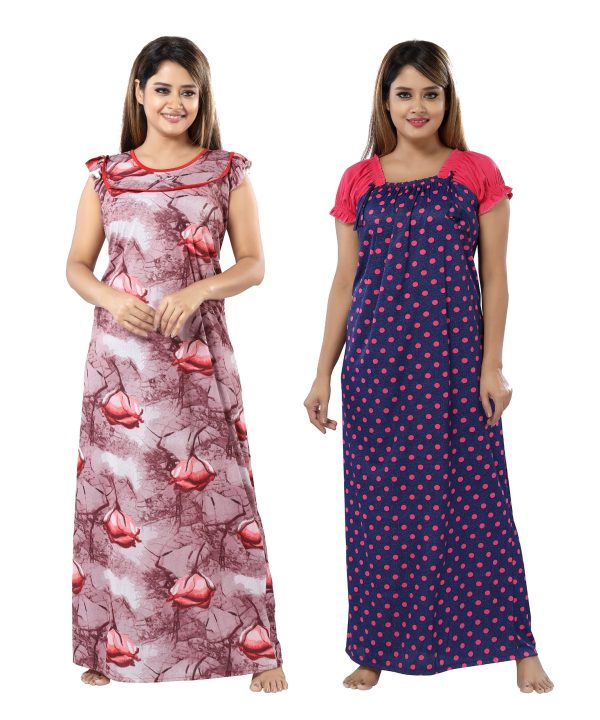 SHOPPING STATION Women Nighty Set (Multicolor)