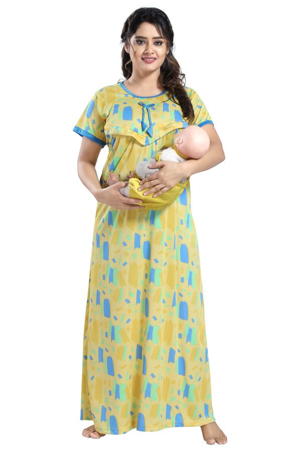 SHOPPING STATION Women Maternity/Nursing Nighty (Yellow)