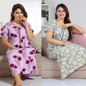 SHOPPING STATION Women Nighty (Multicolor)